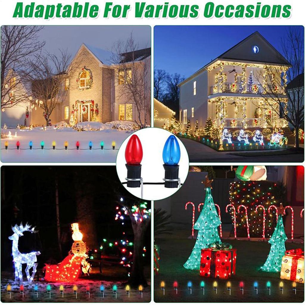 Yard Stakes For Lights 12-Inch Lawn Ground Outdoor Decorations Christmas Pathway Outdoor Lights Stakes For Pathway Patio Walkway