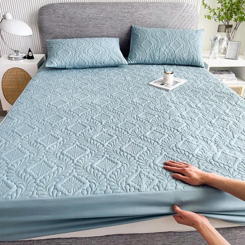 

Стеганый водонепроницаемый чехол для матраса, эластичная простыня с тиснением, защитная накладка для кровати для спальни, отеля, утолщенное покрывало на кровать 160x200x30cm
