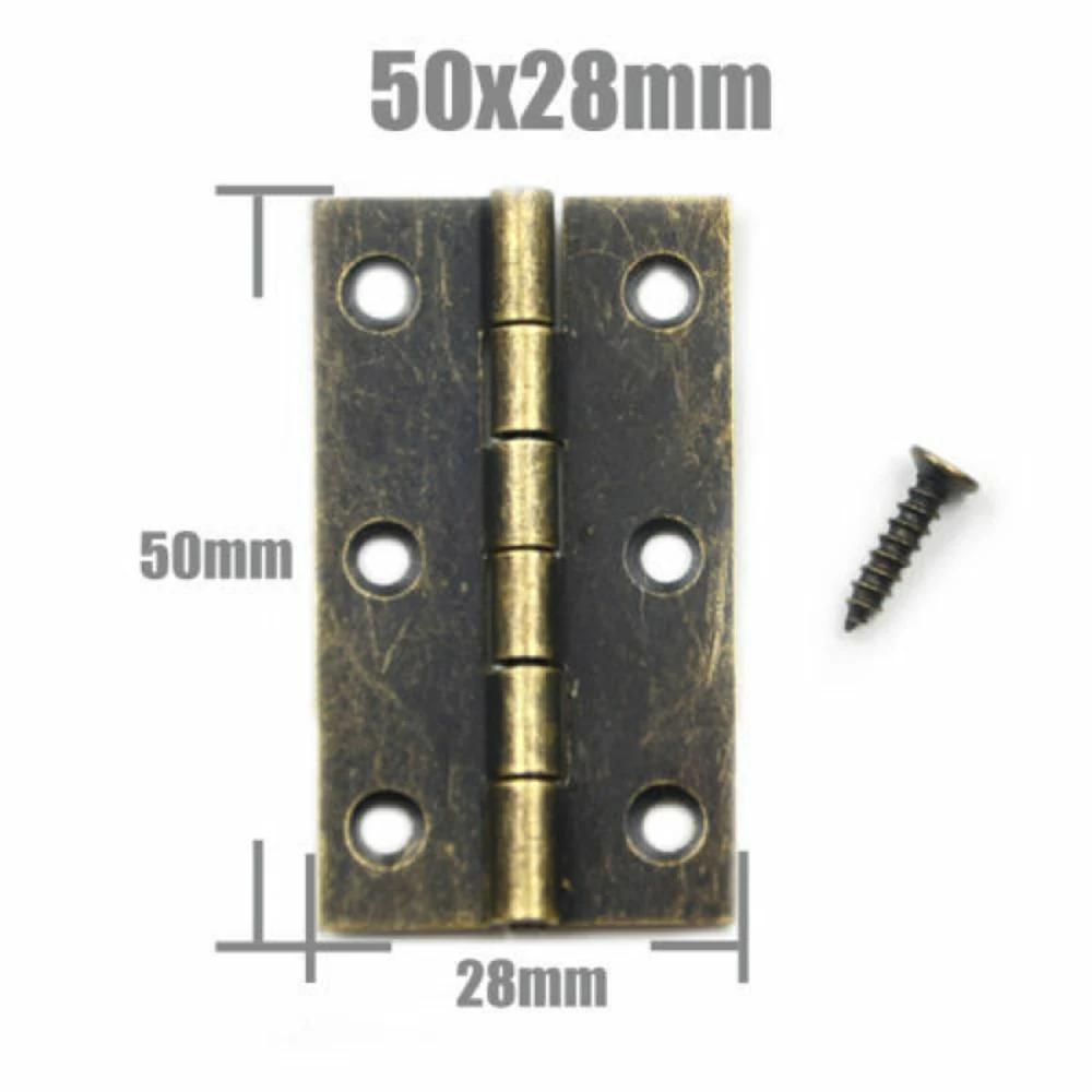 10-25pcs Mini Antique Brass Cabinet Hinges with Screws for Jewelry Gift Box Wooden Wine Chest Door Hardware