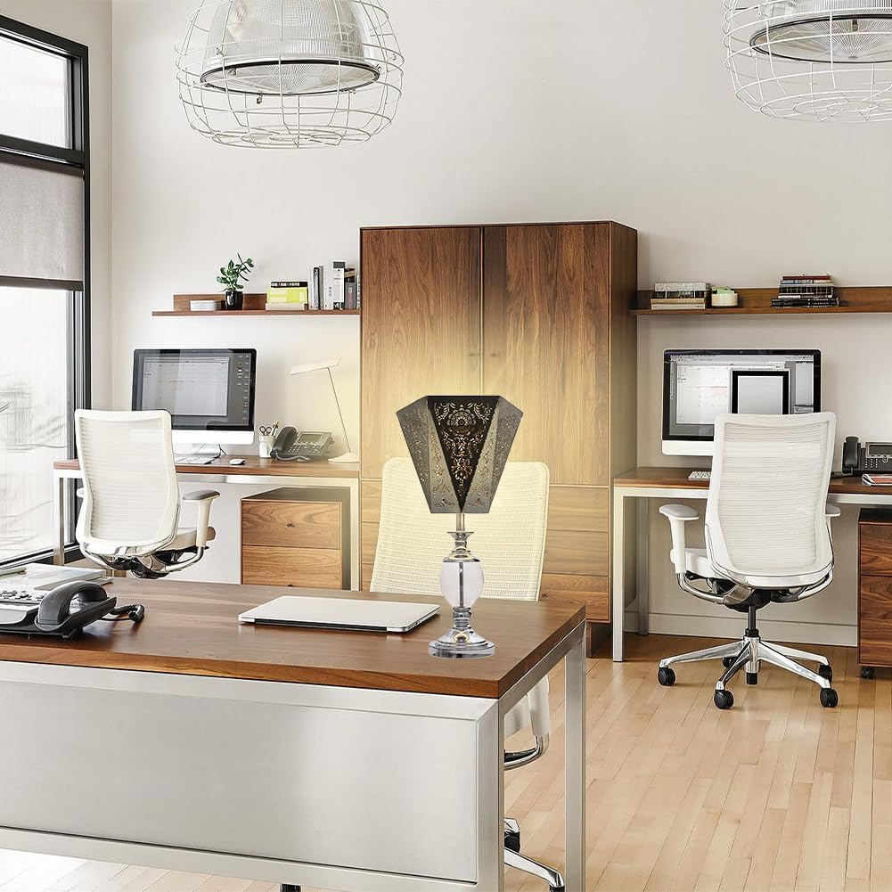 Joyzan Metal Lamp Shades, E27 E26 Drum Lampshades for Table Floor Light Barrel Cover Trees Pattern Etching Process Antique Small Replacement Vintage