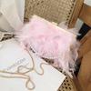 Korean Style Women's Evening Bag: Turkey Feather Crossbody with Pearl Chain and Ostrich Feather Clasp