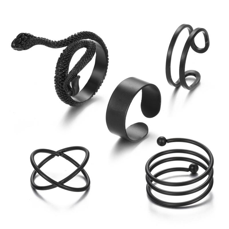 Vintage Snake Shape Ring For Girls Dark Lolita Style Simple Rings Set Jewelry Gifts For Women