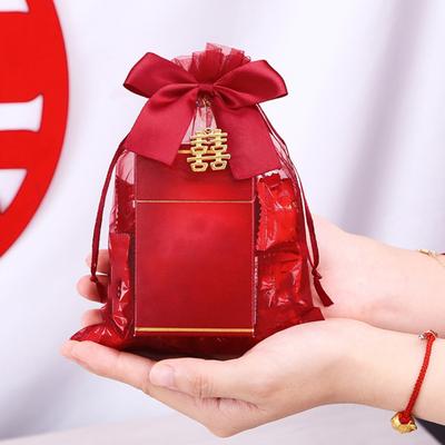 10 Stück Hochzeitszubehör Beutel Detailliert Leicht zu Tragen Sorgfältige Verarbeitung Chinesisches Rot Kordelzug Geschenktüte für Geschäft