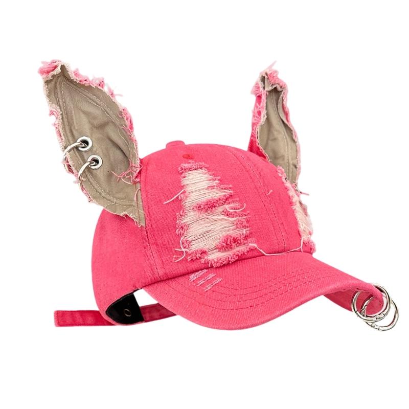 Grunge Baseball Hat For Women Distressed Sunproof Hat With Ripped Detail Adjustable Snapbacks Hat for Music Festival