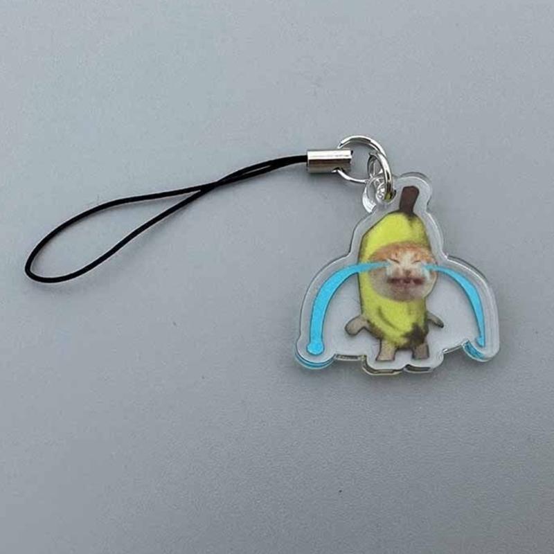 Portachiavi Gatto Adorabile Gatto Felice Banana Cat Catena per Cellulare Piccolo Ciondolo Laccetto per Telefono Gioielli per Bambini e Adolescenti