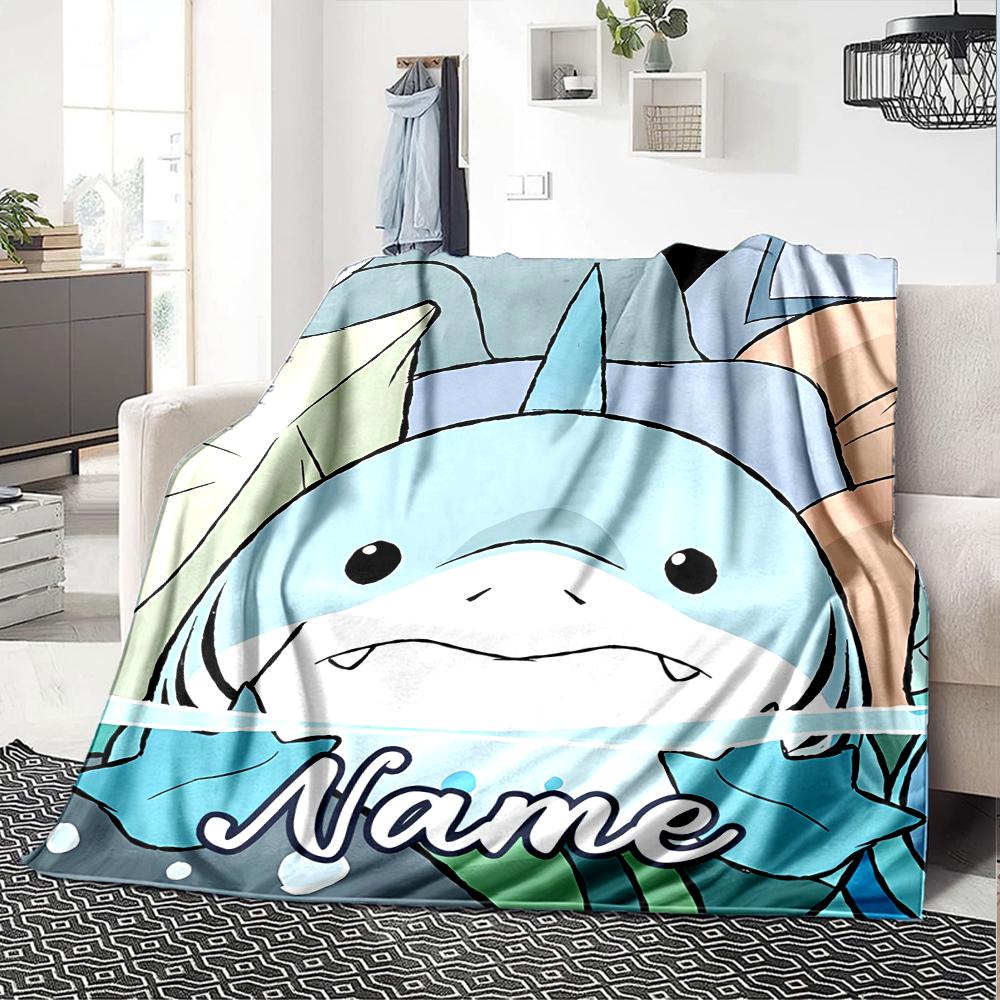 Customiz Name Personality Jeff the Land Shark Blanket Soft &Warm Sofa Office Bed Travel Lunch Break Blanket, Gift Suitable All Seasons