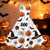Womens Halloween Print Off Shoulder Dress Vintage Punk Party Dress Flared Skirt Sleeveless A Line Dress