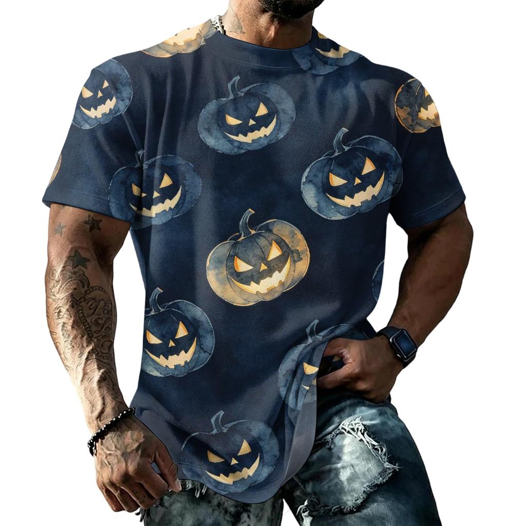 Men's Halloween T-Shirt Short Sleeve Round Neck Printed Tee for Casual Wear