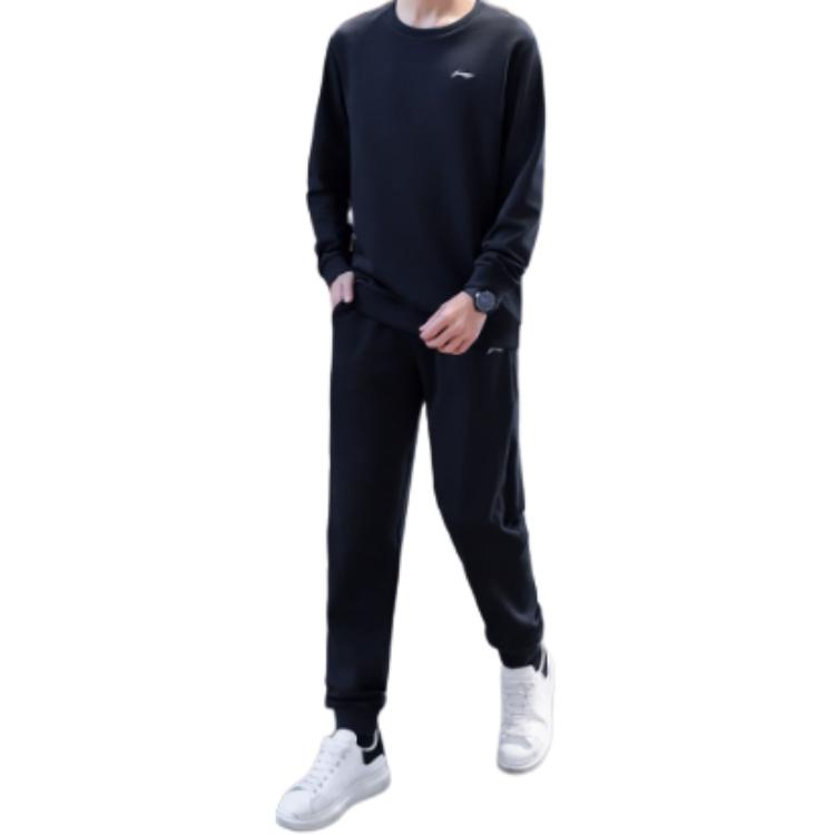 Li Ning Sweatshirts Men's Black Crew Neck Moderate Regular AWDUA85-1
