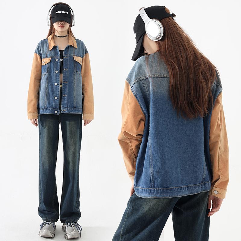 

Женская повседневная джинсовая куртка с длинным рукавом и пуговицами, джинсовое пальто