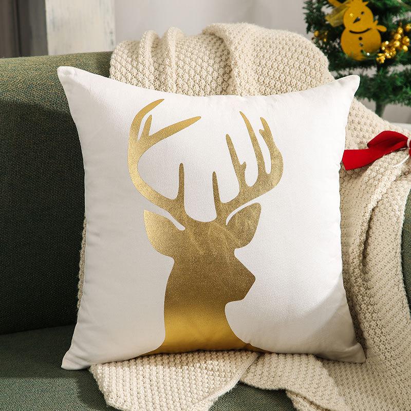Reindeer Christmas Pillowcase, Winter Snowflake Embroidery Cushion Cover 45x45cm, Cross-border Bestseller