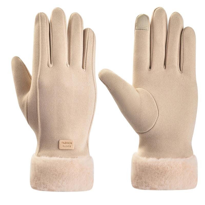 Damen Winterhandschuhe aus dickem Plüsch, modisch, warm, Wildleder, Outdoor, Guantes, Lady, Touchscreen, Fahrhandschuhe, Sport, Radfahren