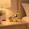 Dog Figurine with Glossy Electroplated Finish Polished Surface Ceramic