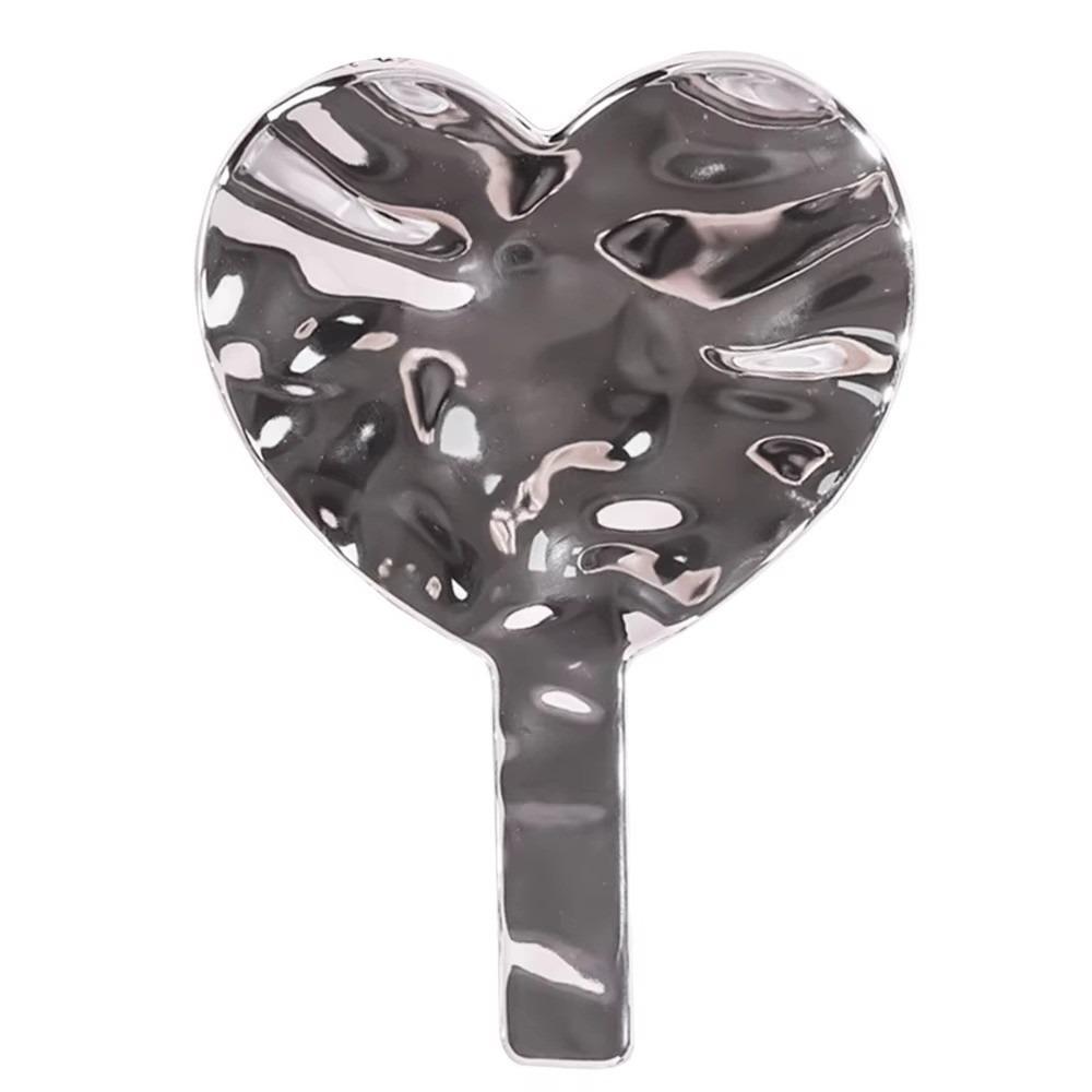 Portable Handheld Makeup Mirror Water Ripple Eyelash Extension Tool Electroplate Mirror Love Shape Beauty Accessories