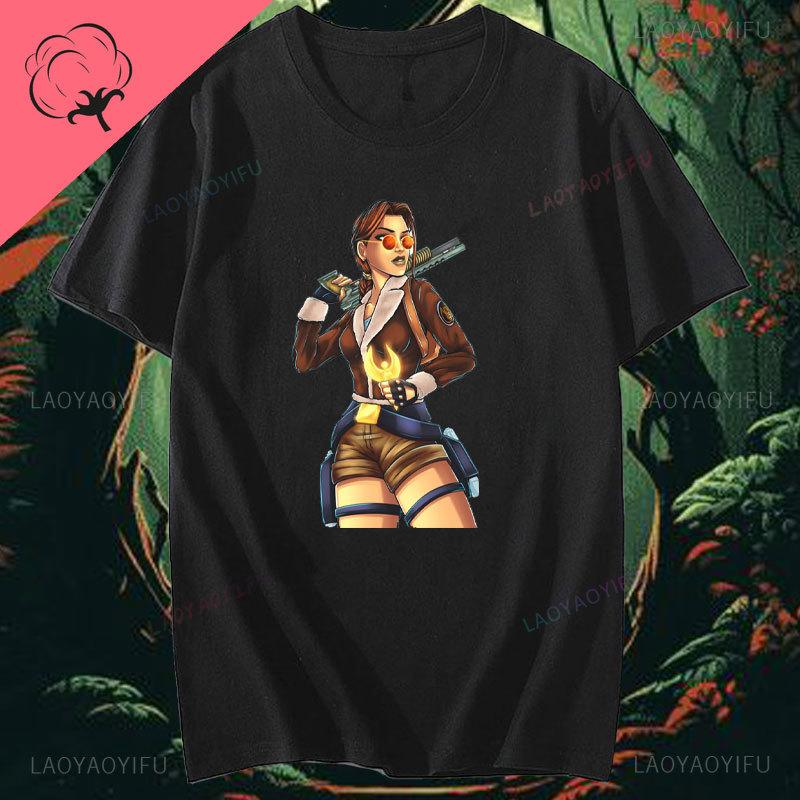 Tomb Raider Lara Croft Adventure Game Film Creative Printed T Shirt Menunisex Short Sleeve Cotton Street Fashion Cool Camisetas