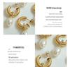 Baroque Faux Pearl C-shaped Stud Earrings - European and American Style Women's Titanium Steel Accessories