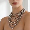 Design sense, hand-woven imitation pearl necklace, retro stacking, high-end sense, multi-layer stacking, collarbone chain