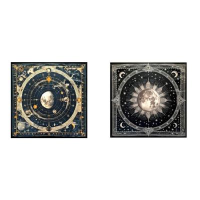 Moon Planet Astrology Tablecloth Altars Cloth Square Divinations Card Table Cloth Witchcrafts Deck Cloth Enduring