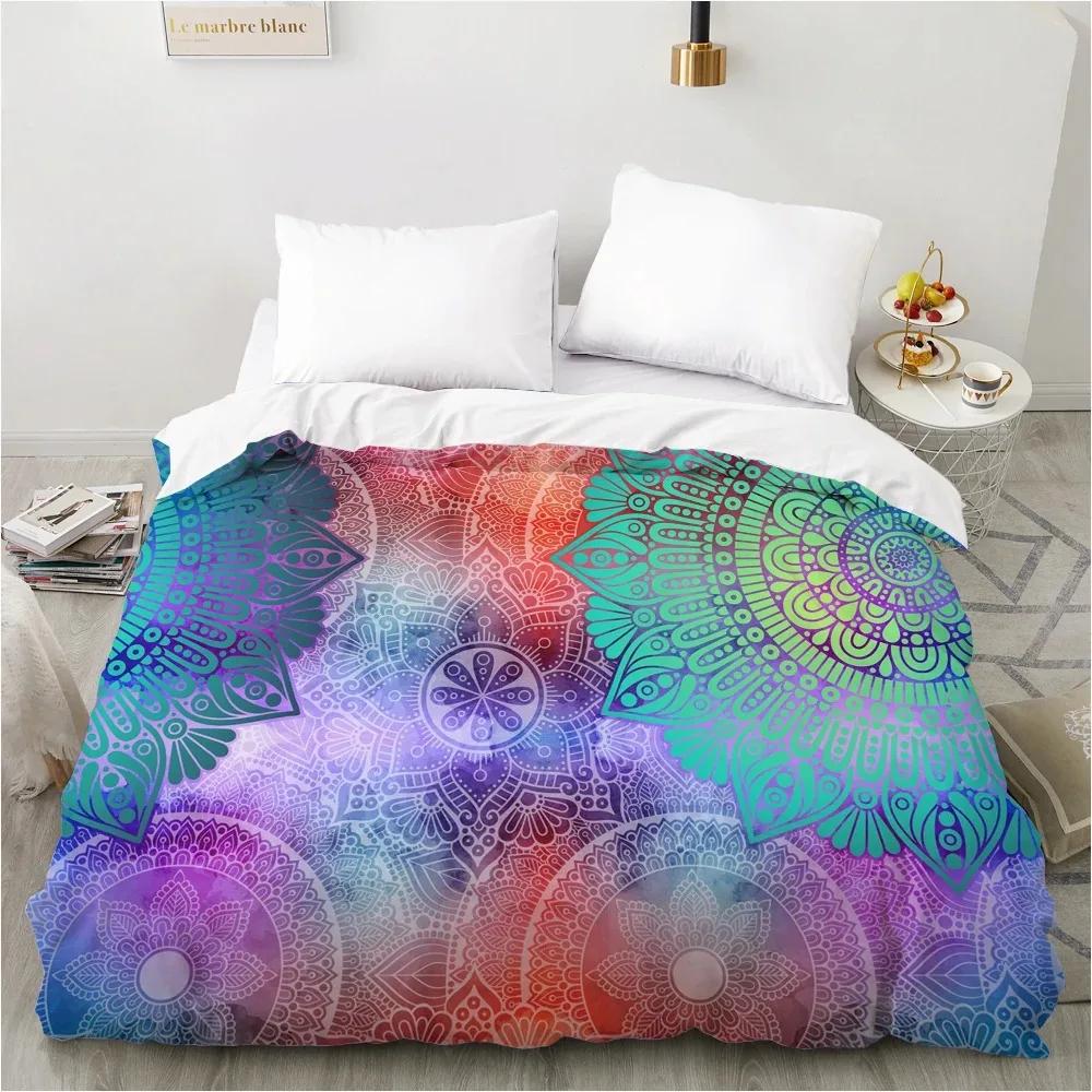 3D Mandala Duvet Cover Set Luxury Bedding Set Single/Double/Full/Queen/King Size for Home Decor Nordic Mandala Light Blue