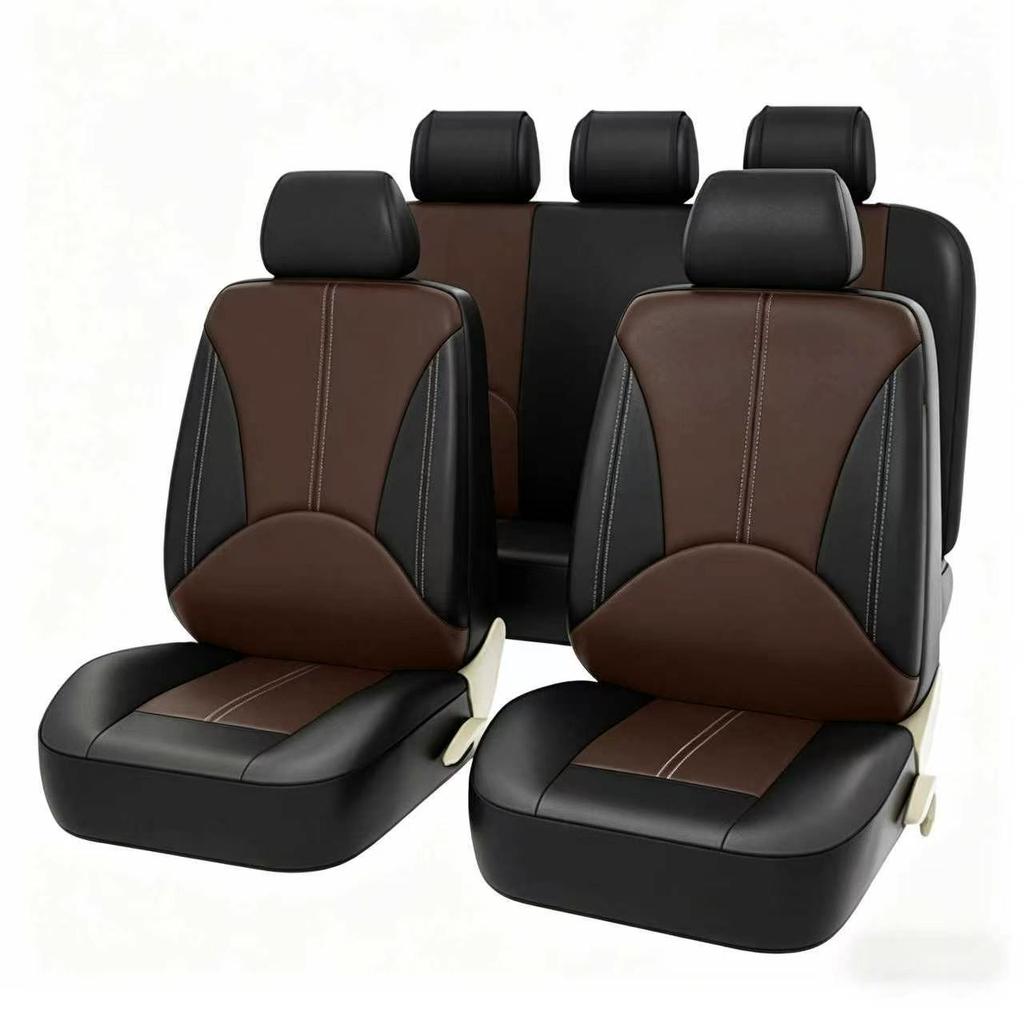 Waterproof PU Leather Car Seat Cover - European & American Style, Dustproof, Spliced Design
