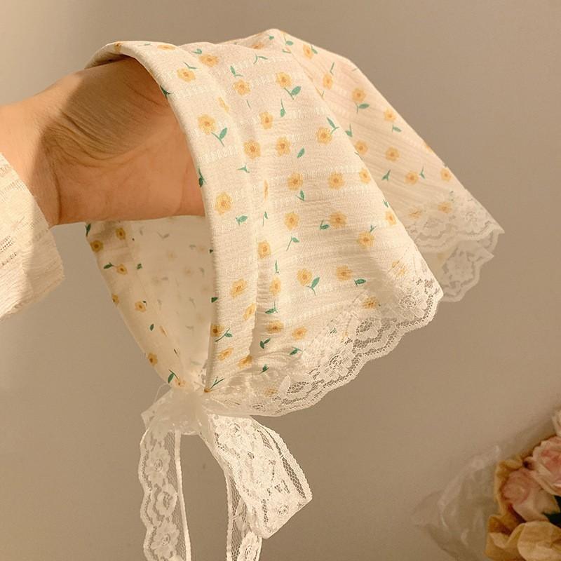 The New Summer Ins High-end Lace Headscarf Pastoral Style Baotou Triangle Scarf Headband Female Light Luxury Headdress Hair Accessories