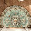 1Pcs Aqua Green Mandala Semi Circle Welcome Doormat Non-Slip for Outdoor Patio Porch Kitchen Bathroom Entryway Floor Mat