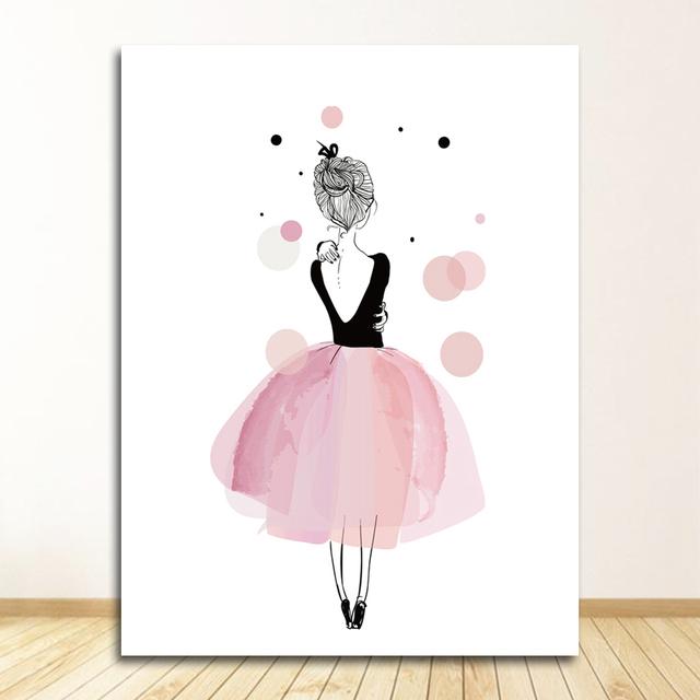 Print Wall Art Pictures Gifts Children Room Home Decor Watercolor Pink Kawaii Girls Poster Nursery Decor Flower Canvas Paintings