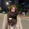 Women's & Couple Korean Style Plaid Scarf Fringed Winter Fleece-Like Cashmere Thickened Warm Versatile Skin-Whitening Shawl Student Neck Warmer