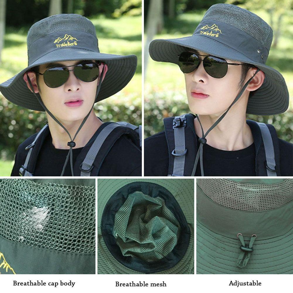 Foldable Breathable Wide Brim Fishing Cap Sun Cap Panama Hat Bucket Hat