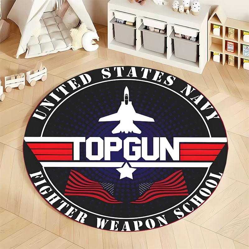 "Top Gun Fighter Jet Themed Round Rug for Offices" round carpet for home sofa bedroom, gift