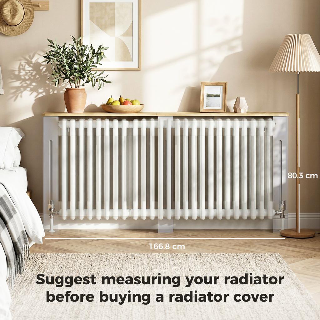 Slatted Radiator Cover Painted Cabinet With Line Grill Design 172L * 19W * 81H Cm Grey
