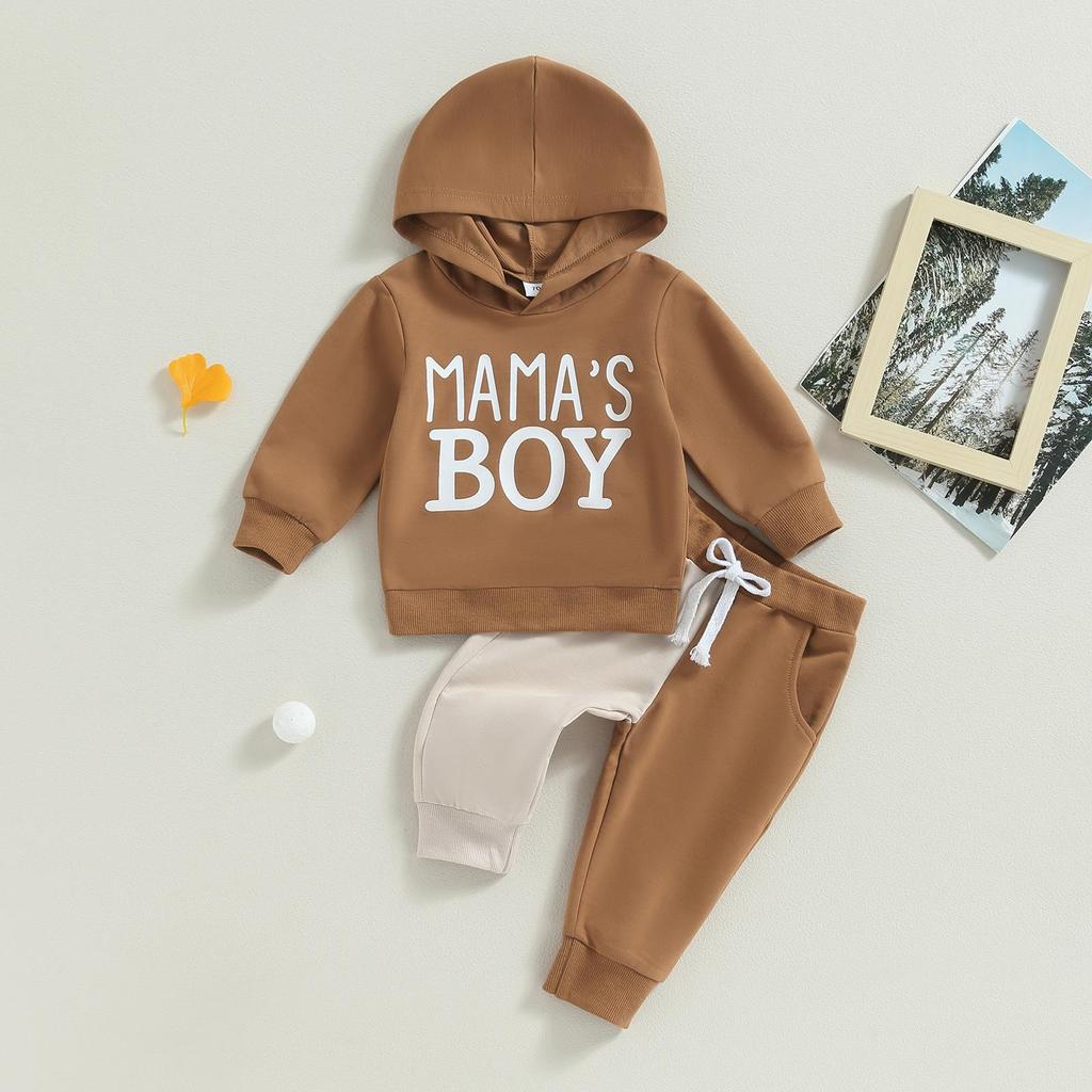 Baby Boy Fall Outfits Classic Long Sleeve 6M 12M 18M 24M 3Y Letter Print Hoodie + Pants Set Toddler Clothes