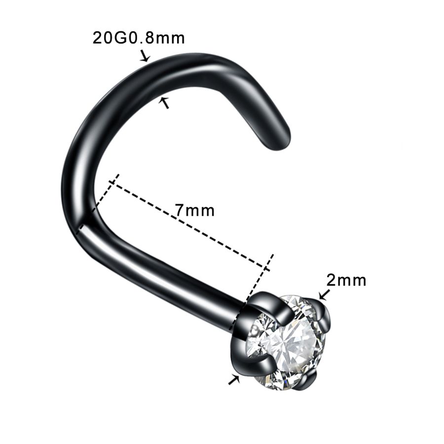 1PC 20G Steel Prong CZ Nose Screw Rings Nariz Earring Nostril Piercings Opal Twist Curved Bar Gem Nose Bone Stud Rings Jewelry