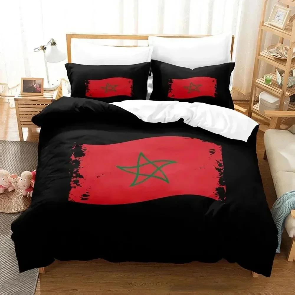 Comforter 3D Print Morocco Flag Bedding Set 3D Printed Suitable For Bedroom Kids Home Textile