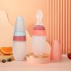 100ml Liquid Silicone Baby Feeder Rice Paste Fruit Puree Toddler Squeeze Feeding Bottle with Dispensing Spoon