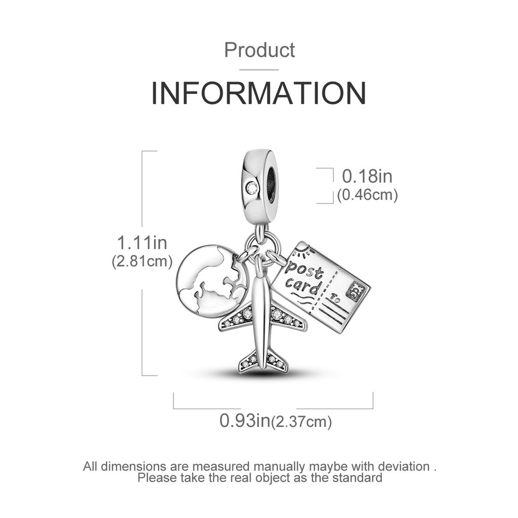 New In Copper Earth Plane Ticket Pendant Post Card Charms Jewellery Fit Original Bracelet For Women Diy Gift