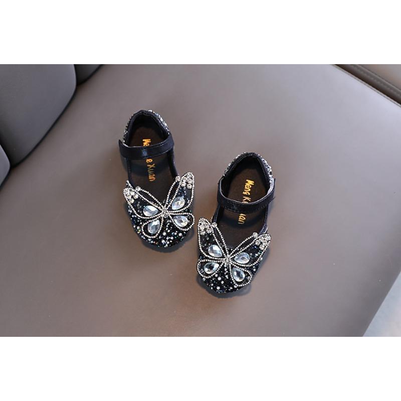 Spring & Fall New Korean-Style Girls' Mary Jane Shoes with Princess Bow & Crystal Rhinestones - for Performance and Dance
