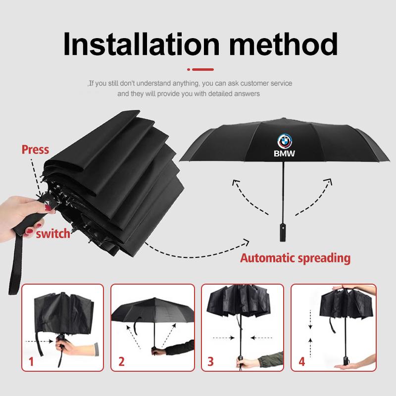12 Bone Car Logo Automatic Umbrella Folding Windproof Sunshade For BMW F40 F30 F34 F48 F39 G42 G05 G06 G07 G20 G30 G32 G22 G23