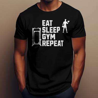 Eat Sleep Gym Repeat Unisex T-Shirt, Fitness Workout Bekleidung, Gym Motivations T-Shirt