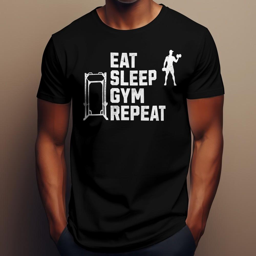 

Eat Sleep Gym Repeat Unisex Tee, Fitness Workout Apparel, Gym Motivation T-shirt XL