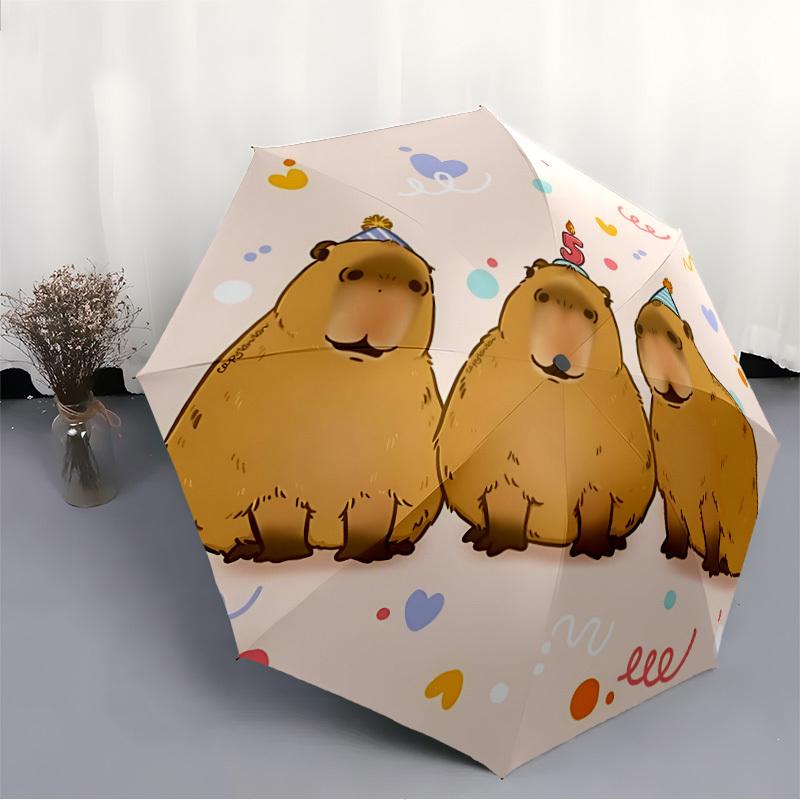 1pc Party Capybara Automatic Umbrella Portable Home Essential Umbrella, Iron Umbrella Structure Suitable for All Seasons Yy251123185