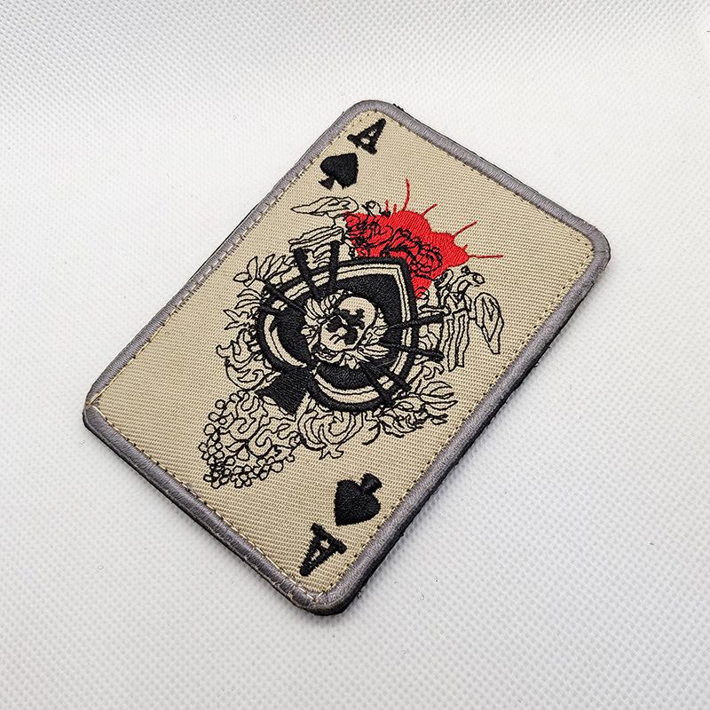 Eso pikové Poker Lebka Vyšívaná nášivka - Morální odznak na suchý zip na batoh