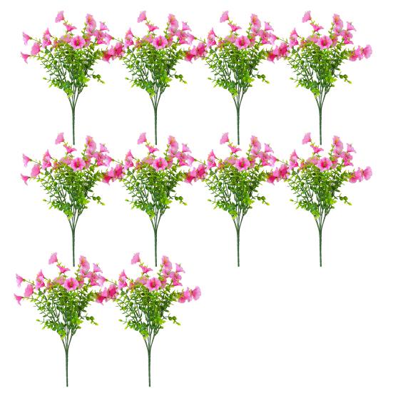 Faux Petunia Flowers Bunch Outdoor Artificial Flowers Realistic UV Resistant Fake Flowers for Porch Patio Window Box Hanging Basket