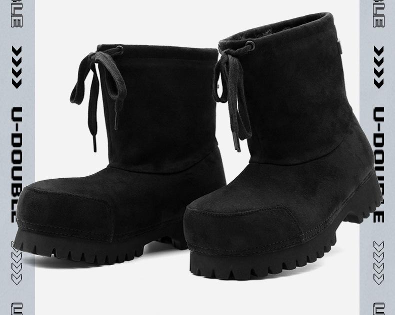 Women's 2025 Winter Thick-Soled Snow Boots: Fashionable, Non-Slip, Ugly-Cute Ski Boots with Drawstring for Big Toes; Thickened and Warm.