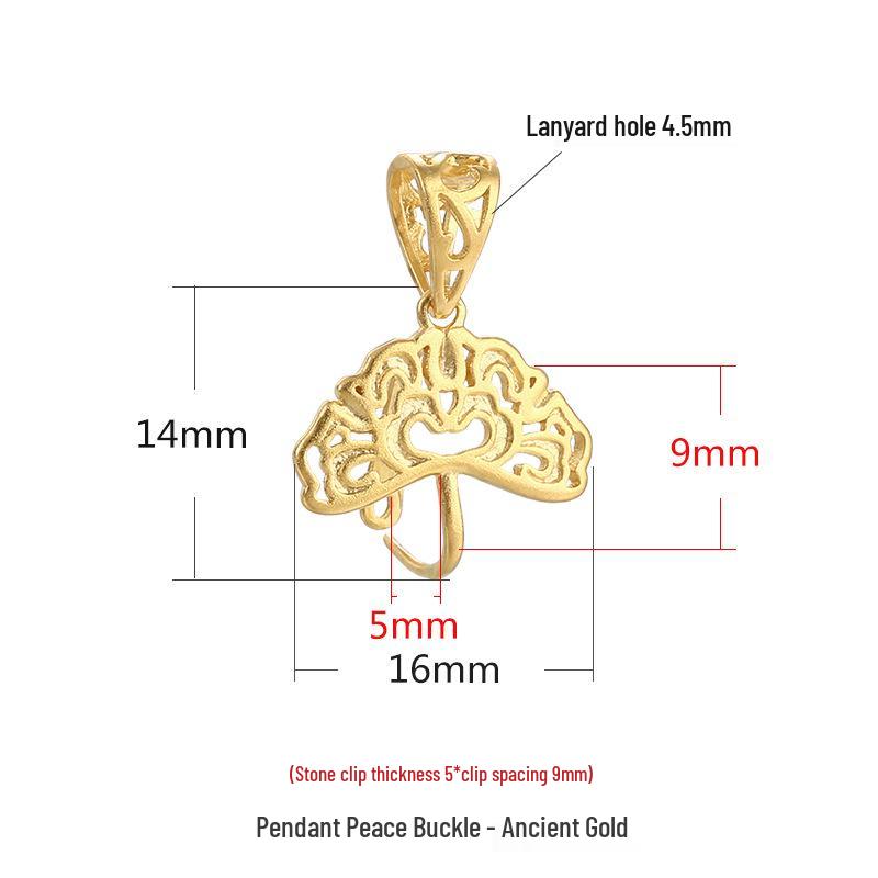 

S925 Sterling Silver Ancient Gold Safety Clip Pendant for DIY Jade or Amber Jewelry 925 Silver