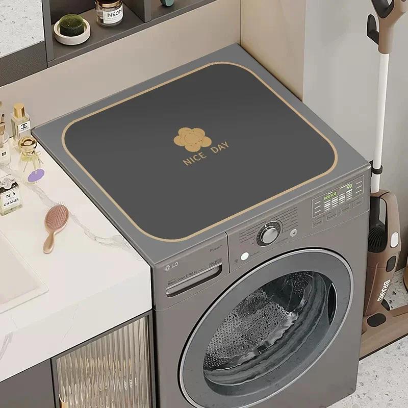 Dust Proof Washing Machine Mat Cover Solid Color Kitchen Drain Pad Oven Dust Pad Microwave Top Mat Bathroom Decor Funda Lavadora