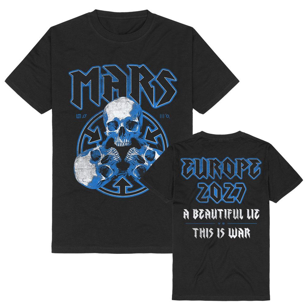 Europatour 2027 Blue Skulls T-Shirt Thirty Seconds To Mars Band Design T-Shirt Baumwolle Weich Kurzarm Unisex Streetwear Shirts