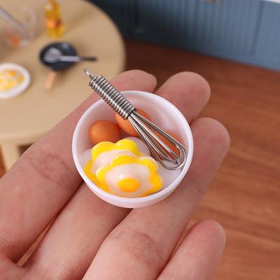 10 Stück/Set Puppenhaus Miniatur Simulation Mini Schüssel Eierpfanne Eierschläger Lebensmittelmodell DIY Puppenhaus Zubehör Möbeldekor