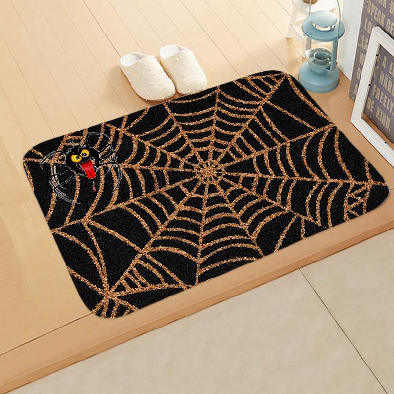 Tapete de Halloween Tapete de banho absorvente de sujeira Antiderrapante Teia de aranha Novo tapete macio de imitação de cashmere