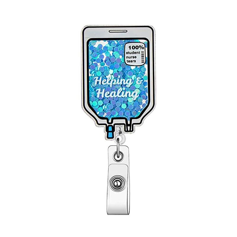 Fivela retrátil médica dos desenhos animados médico enfermeira licença de trabalho cordão criativo fácil de puxar fivela certificado marca nome